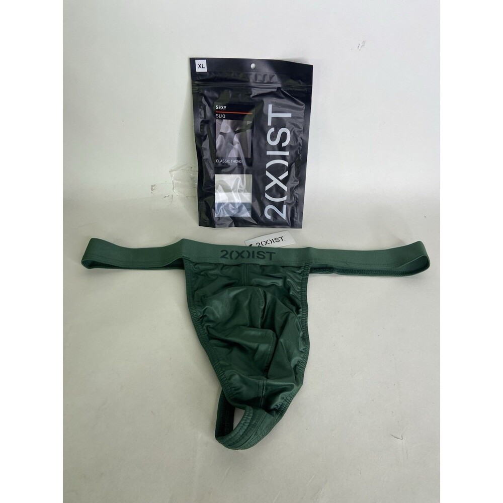 2xist Sexy Sliq Classic Thong Underwear Hunter Green Mens Size XL